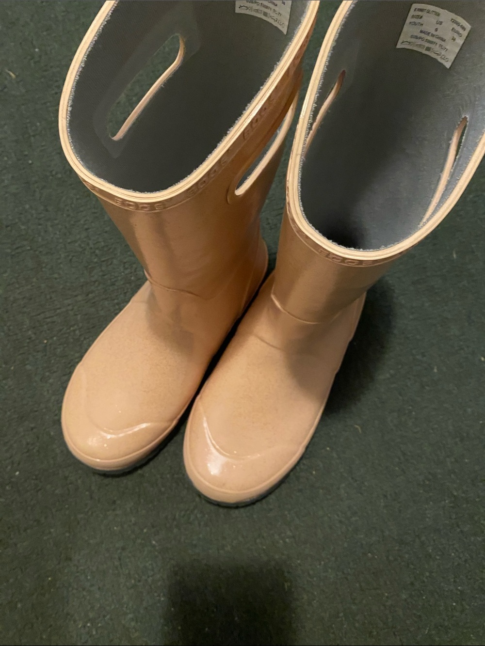 Bogs Kids Glossy Blush Tall Rain Boots